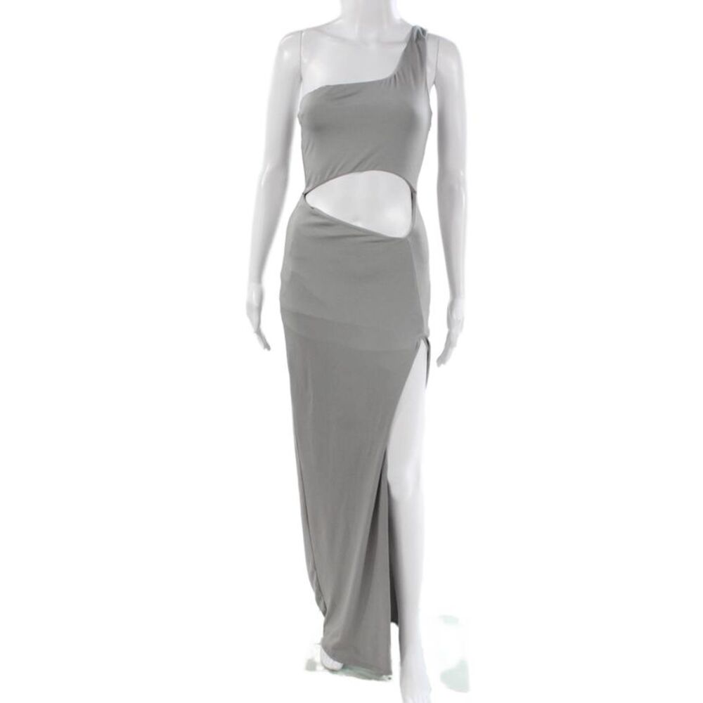 Superdown Women Maxi Dress One Shoulder Sleeveless Gray Polyester Size S
